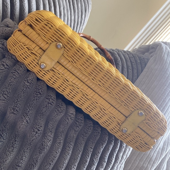 Marchioness Macy Yellow Wicker Straw Bamboo Box Purse Handbag Vintage 1950s 🌞 - Picture 6 of 16